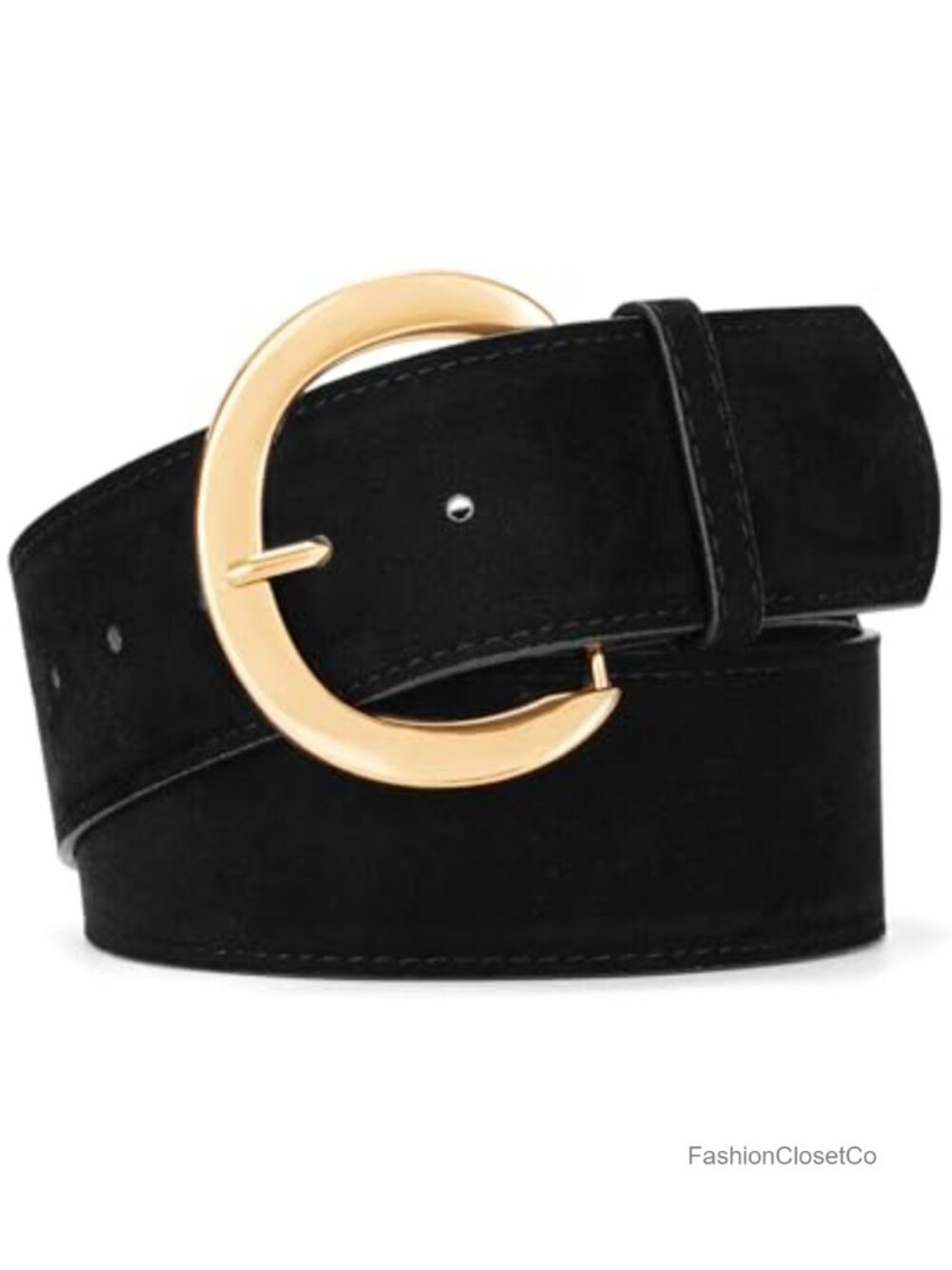 Women's Wide Suede Belt Chunky Waistband Gold Buckle